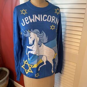 TIPSYELVES | jewnicorn blue knit sweater S